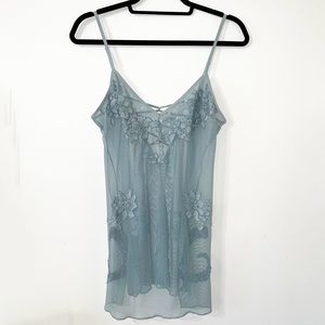 Victoria’s Secret | Strappy Slip Dress Light Blue Sky Lace Rhinestone Medium